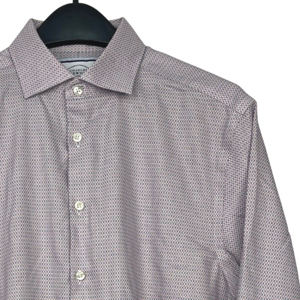 Charles Tyrwhitt Mens 16/35 Extra Slim Fit Cotton NON IRON Dress Shirt Red Blue